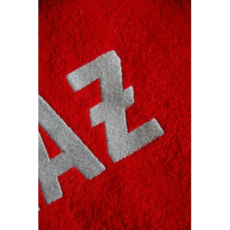 Ręcznik czerwony 140x70 cm / haft: STRAŻ (j.szary)