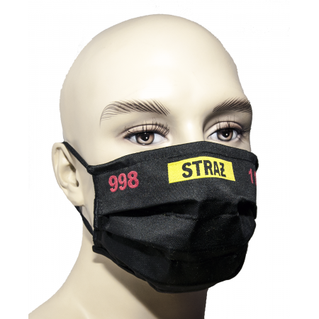 Pakiet 6 sztuk (5 + 1 gratis) - Maska ochronna wielokrotnego użytku - tkanina medyczna - wzór STRAŻ-998