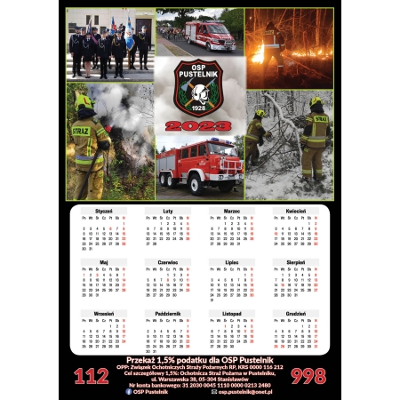 Tradycyjny kalendarz strażacki A3 - PROJEKT NA ZAMÓWIENIE